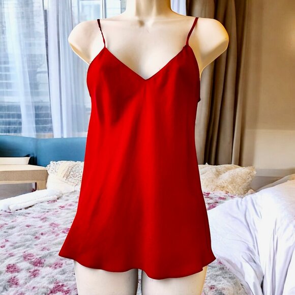 Red 100% Silk Slip Camisole Cami Vintage 80's Hong Kong Womens 10 - Picture 11 of 11